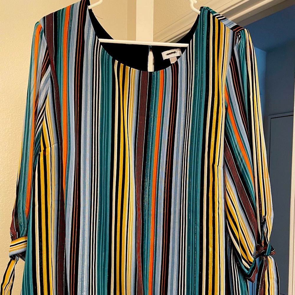 Rushed hem striped top